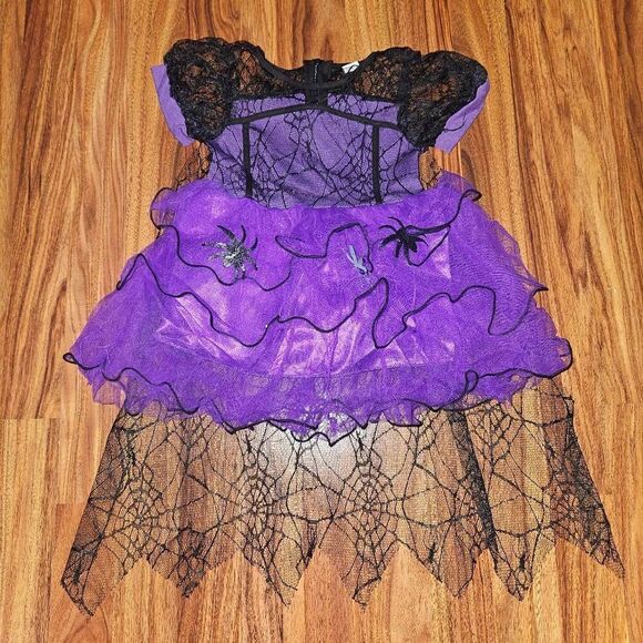 5 For $25 Purple and Black Spiderweb Witch Halloween Costume Baby Size 18 M - Picture 1 of 3